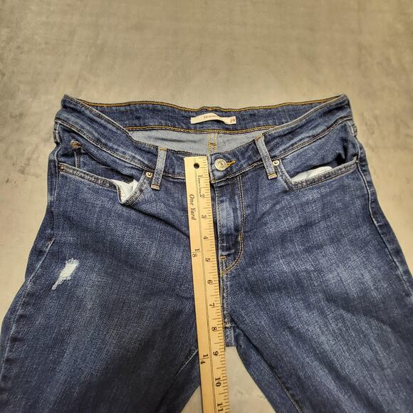 Levis 711 Skinny Jeans Womens 29 Blue Distressed Stretch Denim Mid Rise Pants - Picture 8 of 11